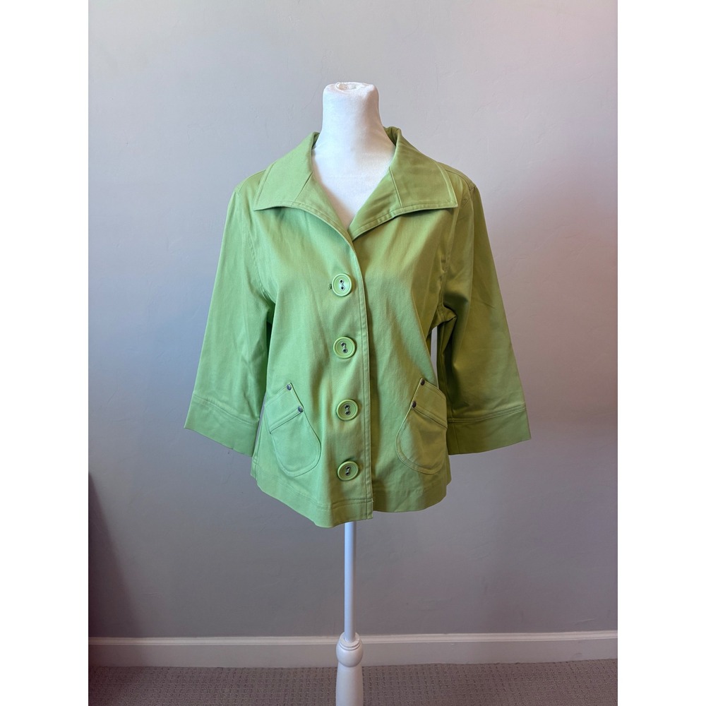 Nomadic Traders Womens Lime Green Button Front 3/4 Sleeve Jacket Size M